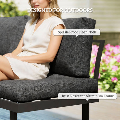 4 Seater L Shaped Aluminium Garden Furniture Set with Coffee Table