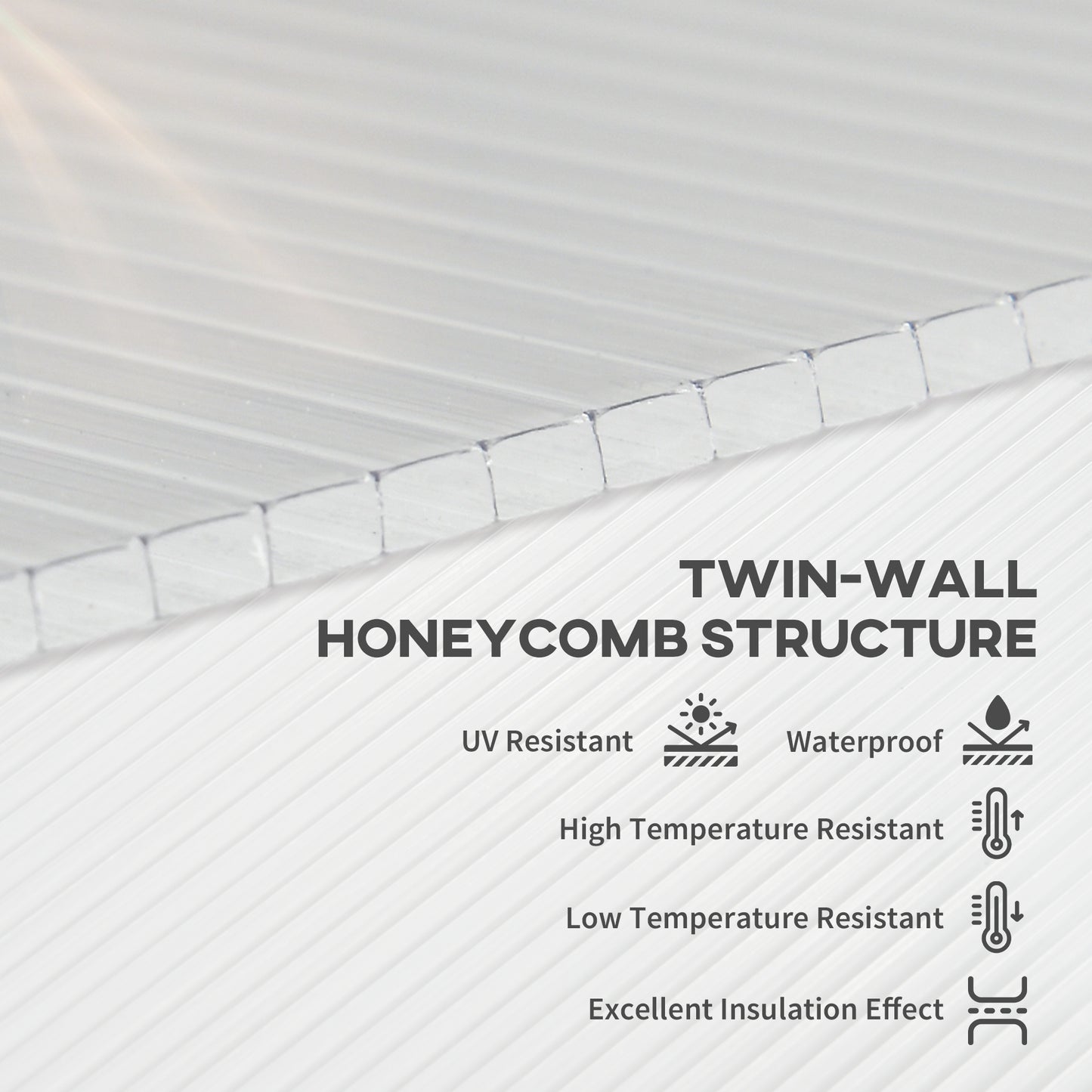 14 Pieces Twin-Wall Greenhouse Polycarbonate Sheets, 121 x 61 x 0.4cm