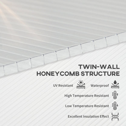 14 Pieces Twin-Wall Greenhouse Polycarbonate Sheets, 121 x 61 x 0.4cm