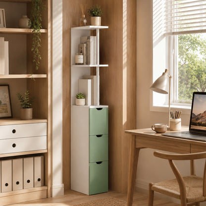 Freestanding Bathroom Storage Cabinet with 2-Tier Shelf, Light Green
