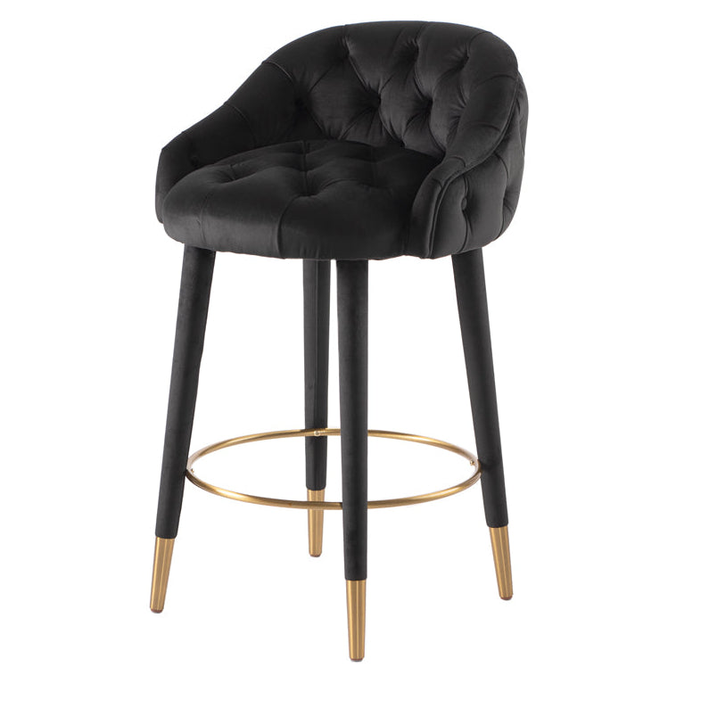 Sophia Counter Stool – Black - Brass Caps
