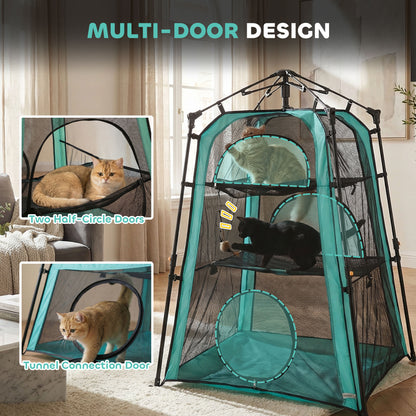 3-Tier Cat Tent, Portable Pet Tent for Indoor Outdoor