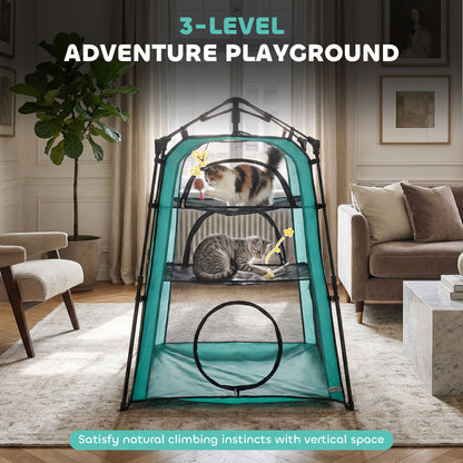 3-Tier Cat Tent, Portable Pet Tent for Indoor Outdoor