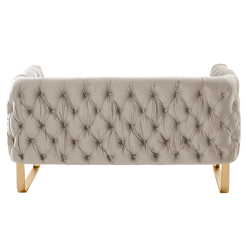 Grosvenor Two Seat Sofa - Taupe - Brushed Brass
