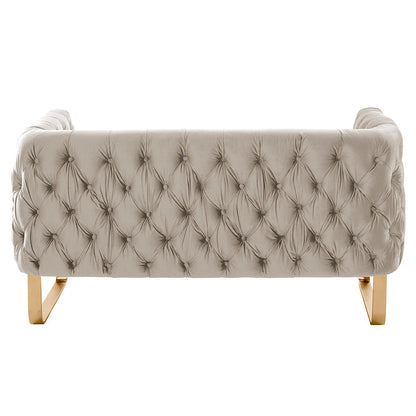 Grosvenor Two Seat Sofa - Taupe - Brushed Brass