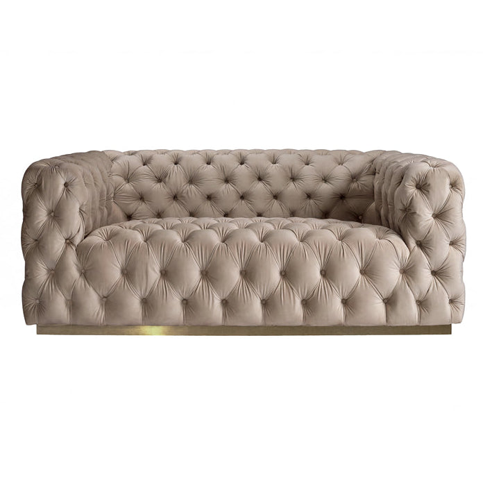 Frankfurt Two seat Sofa  - Taupe with Brass Base