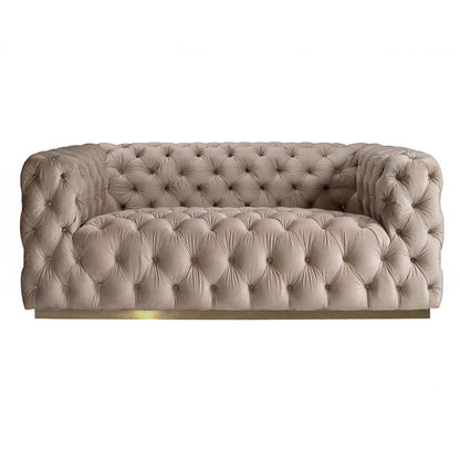 Frankfurt Two seat Sofa  - Taupe with Brass Base