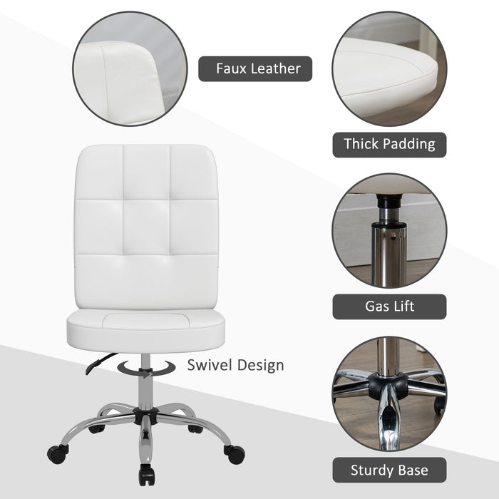 Curved Back Home Office Chair with Adjustable Height, White