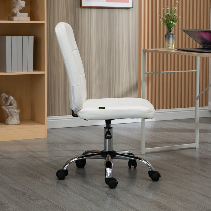 Curved Back Home Office Chair with Adjustable Height, White