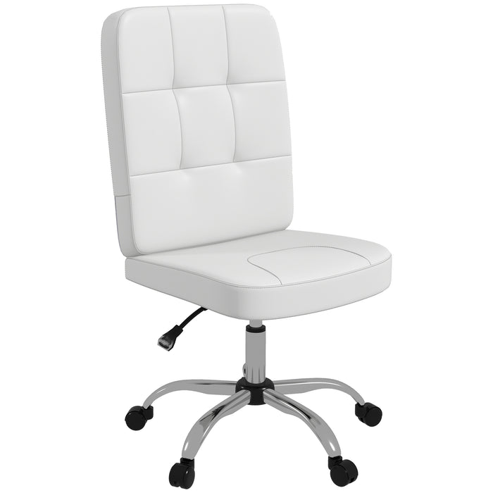 Curved Back Home Office Chair with Adjustable Height, White