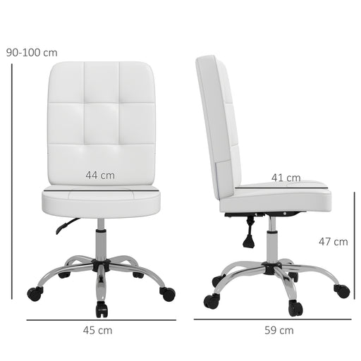 Curved Back Home Office Chair with Adjustable Height, White