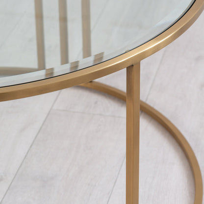 Aria Brass Coffee Table and Storage Ottoman Chalk - Set