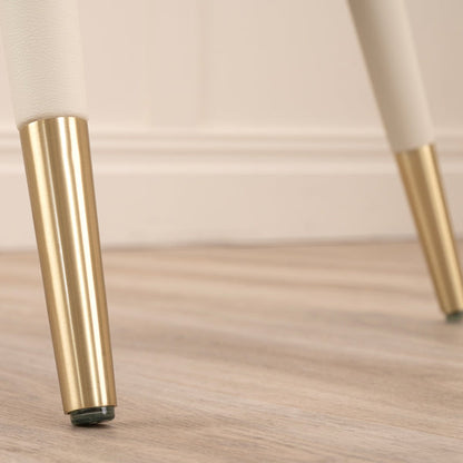 Bellucci Dining Chair - Cream Faux Leather – Brass Caps
