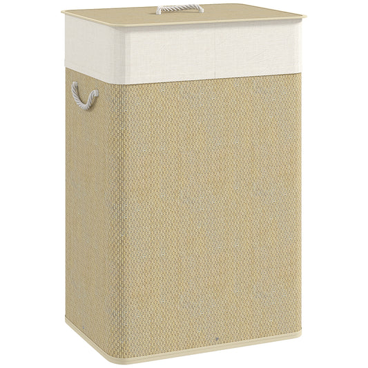 Laundry Hamper with Removable Washable Liner Bag, Nature Wood Finish