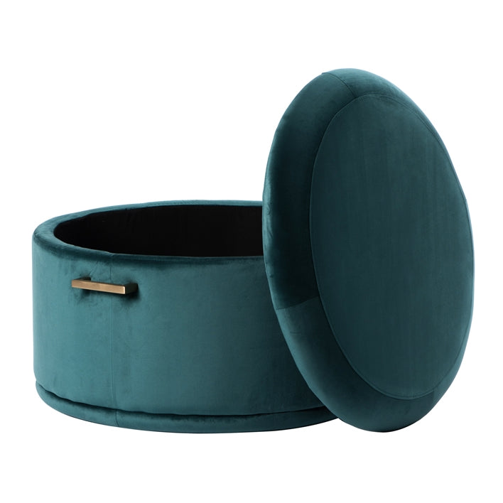 Aria Storage Ottoman – Peacock – Brass/Silver