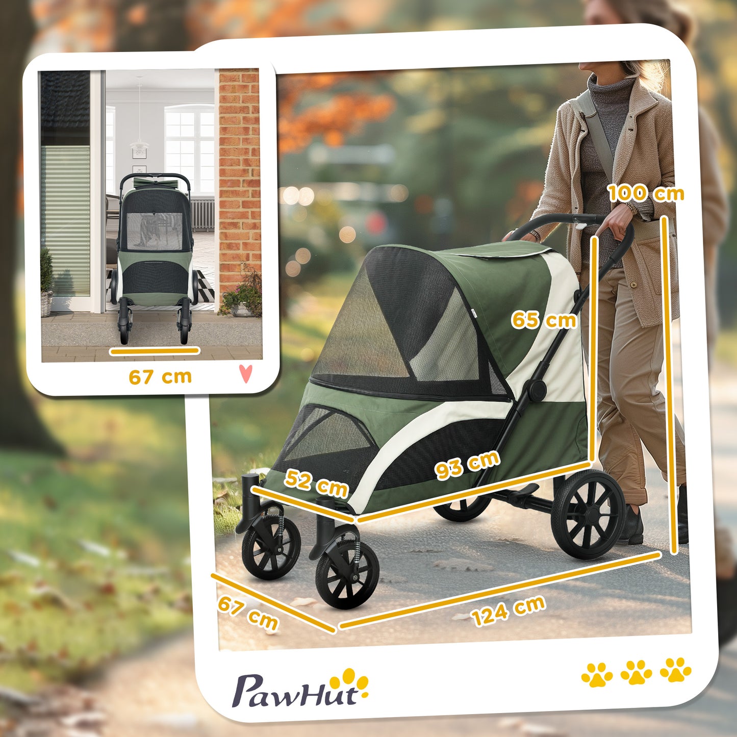 3 in 1 Pet Stroller with Detachable Carrier for Mini Dogs, Black