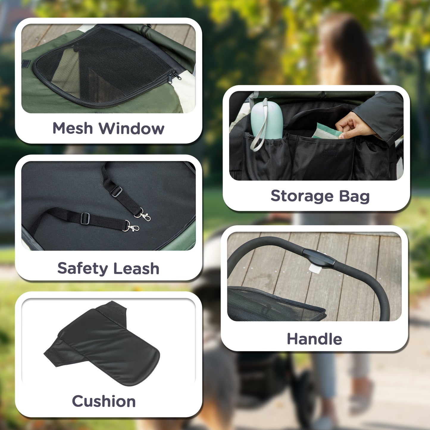 3 in 1 Pet Stroller with Detachable Carrier for Mini Dogs, Black