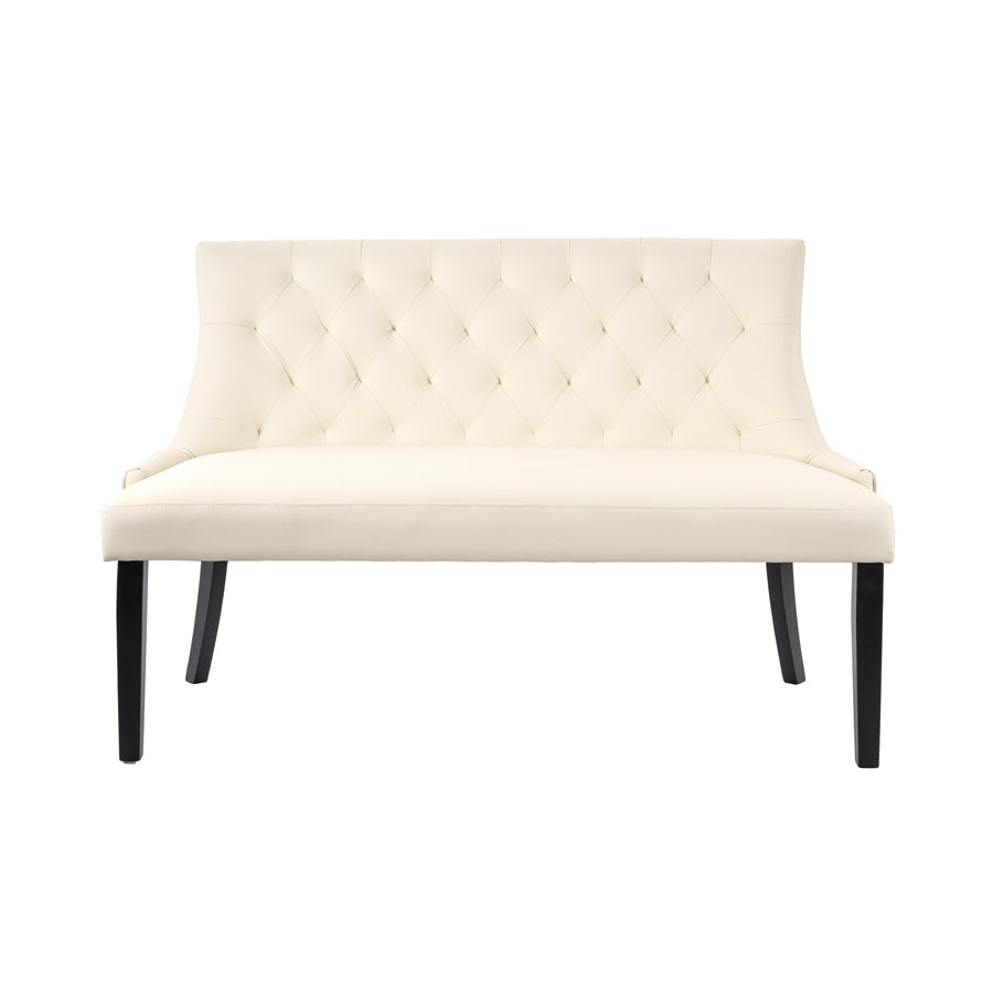 Torino Bench – Cream Faux Leather – Black Legs