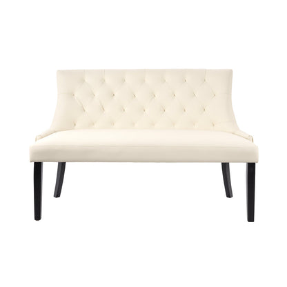 Torino Bench – Cream Faux Leather – Black Legs