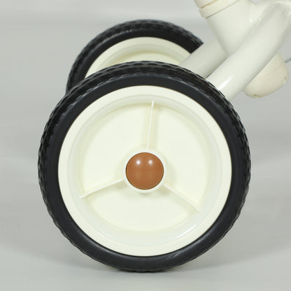 Kids Tricycle for 2-5 Years Old, 2-In-1 Toddler Trike with Adjustable Parent Handle, Pedals, Footrests, Storage Basket, 3 Wheel Bike for Boys and Girls, White