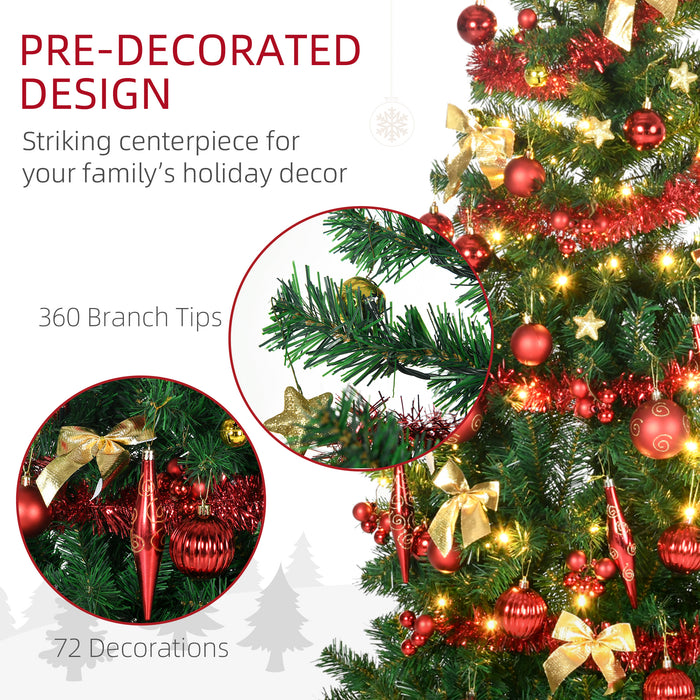 5ft Artificial Decorated Christmas Tree with LED Lights, Auto Open