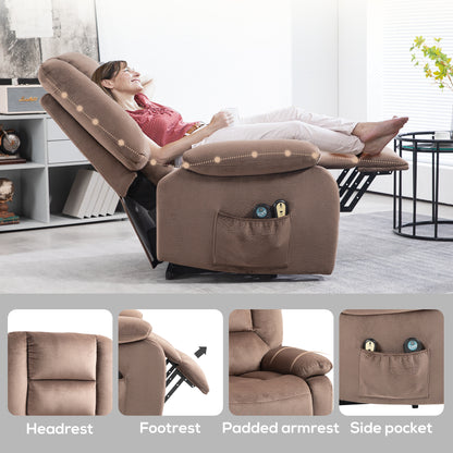 Riser and Recliner Chair Lift Chair with Vibration Massage, Heat, Brown