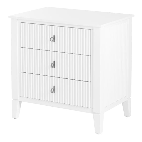 Set of 2 Heidi bedside tables and  dressing console -White -Brass/Silver