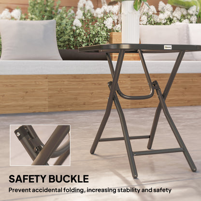 Folding Garden Table Square Foldable Table with Safety Buckle Black