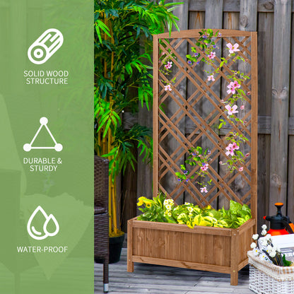 Wooden Planter with Trellis, Raised Bed for Garden, Brown