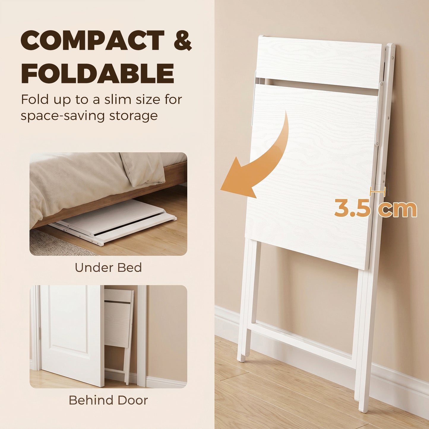 70 cm Folding Computer Desk for Small Spaces Bedroom, White