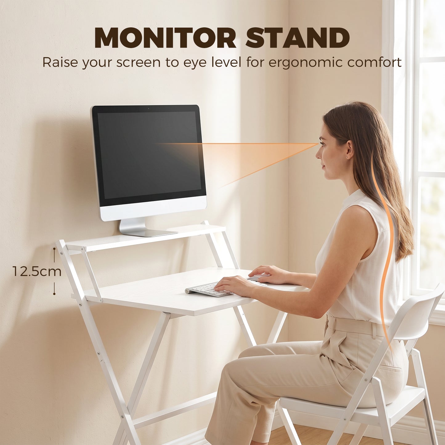 70 cm Folding Computer Desk for Small Spaces Bedroom, White