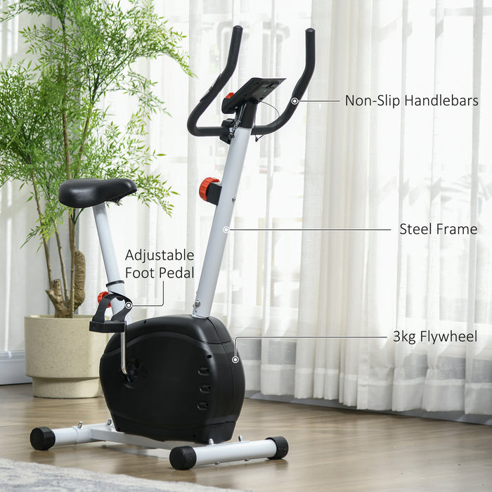 Magnetic Exercise Bike with 8-Level Resistance and Wheels, White