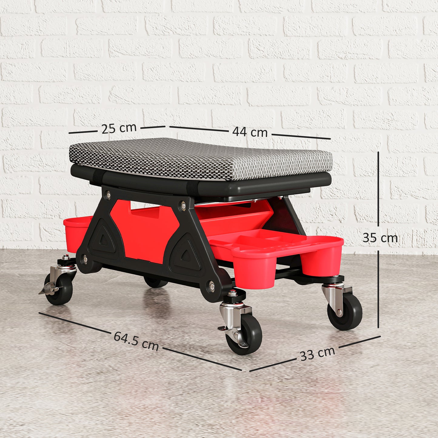 Rolling Mechanic Stool, 135kg Capacity Workshop Stool, Black