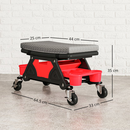 Rolling Mechanic Stool, 135kg Capacity Workshop Stool, Black