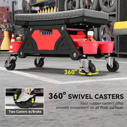 Rolling Mechanic Stool, 135kg Capacity Workshop Stool, Black