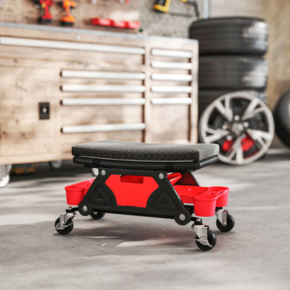 Rolling Mechanic Stool, 135kg Capacity Workshop Stool, Black