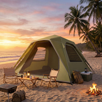 Pop Up Tent Waterproof Camping Tents 2-3 People Green