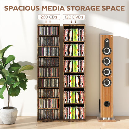 260 CD Storage Unit 120 DVD Storage Tower with 9 Compartments