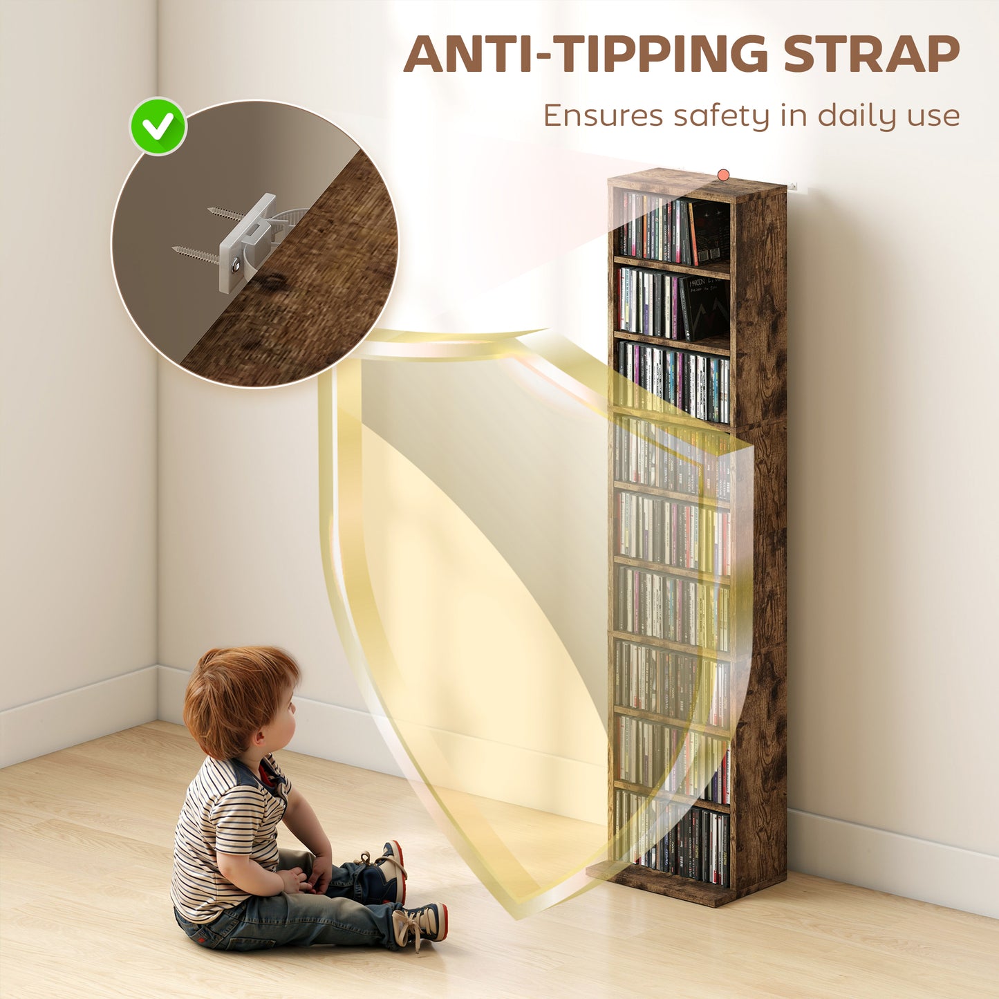 260 CD Storage Unit 120 DVD Storage Tower with 9 Compartments