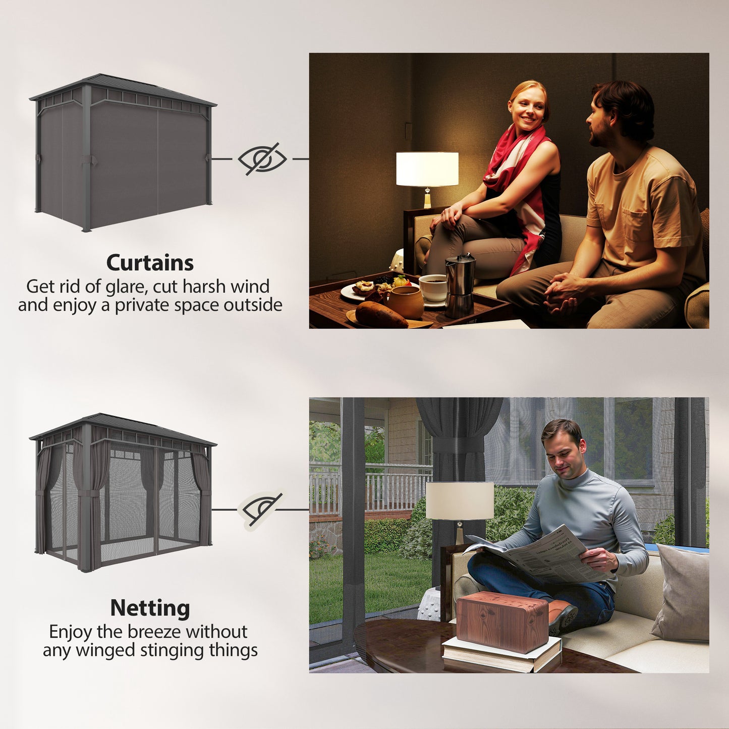 2 x 3.5 m Hardtop Gazebo with Galvanised Steel Roof and Sides