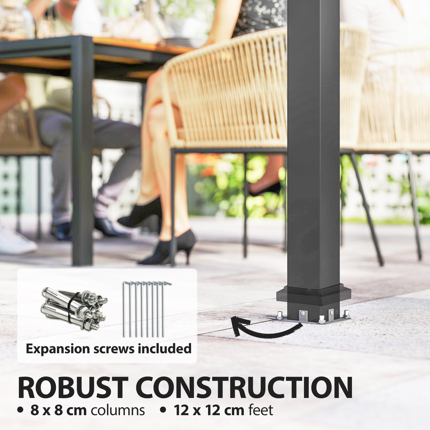 2 x 3.5 m Hardtop Gazebo with Galvanised Steel Roof and Sides