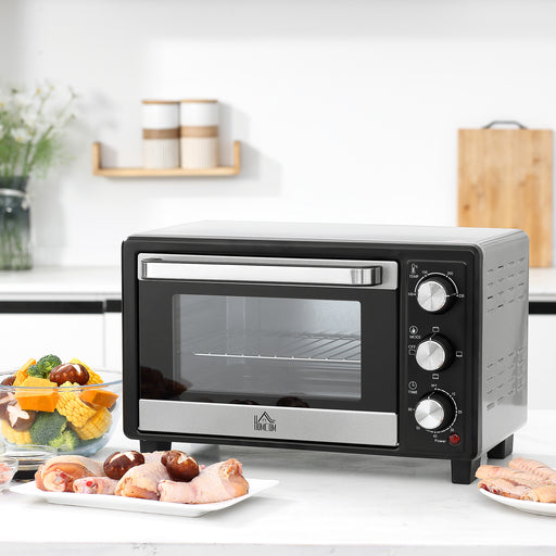 Convection Mini Oven, 16L Countertop Electric Grill, Toaster Oven with Adjustable Temperature, 60 Min Timer, Crumb Tray, Wire Rack, 1400W