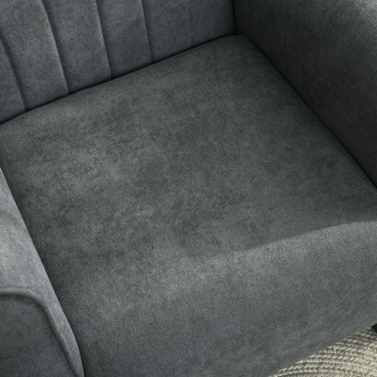 Armchair, Upholstered Modern Accent Chair with Wood Legs, Grey