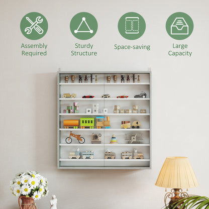 7-Tier Wall Display Cabinet w/ Glass Doors, Graphite Wood Effect