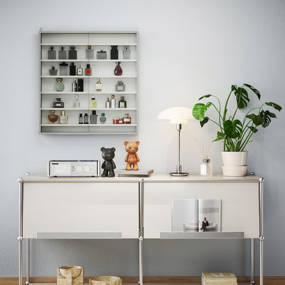7-Tier Wall Display Cabinet w/ Glass Doors, Graphite Wood Effect