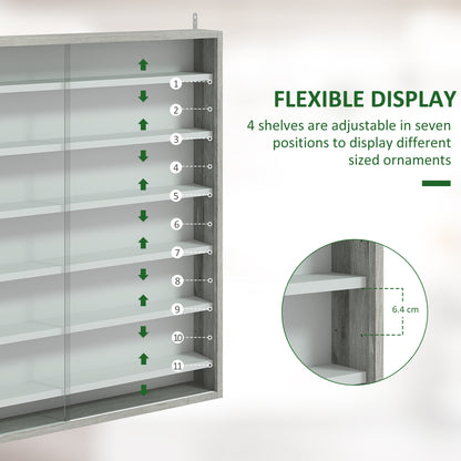 7-Tier Wall Display Cabinet w/ Glass Doors, Graphite Wood Effect