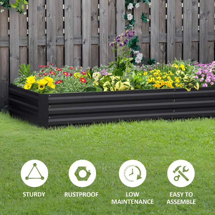 Metal Raised Garden Bed Planter Box Outdoor Planters for Growing Flowers, Herbs, Grey, 241x90.5x30cm