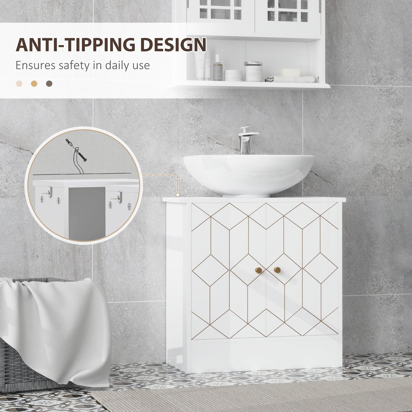 Bathroom Under Sink Cabinet for Basin with or without Pedestal White