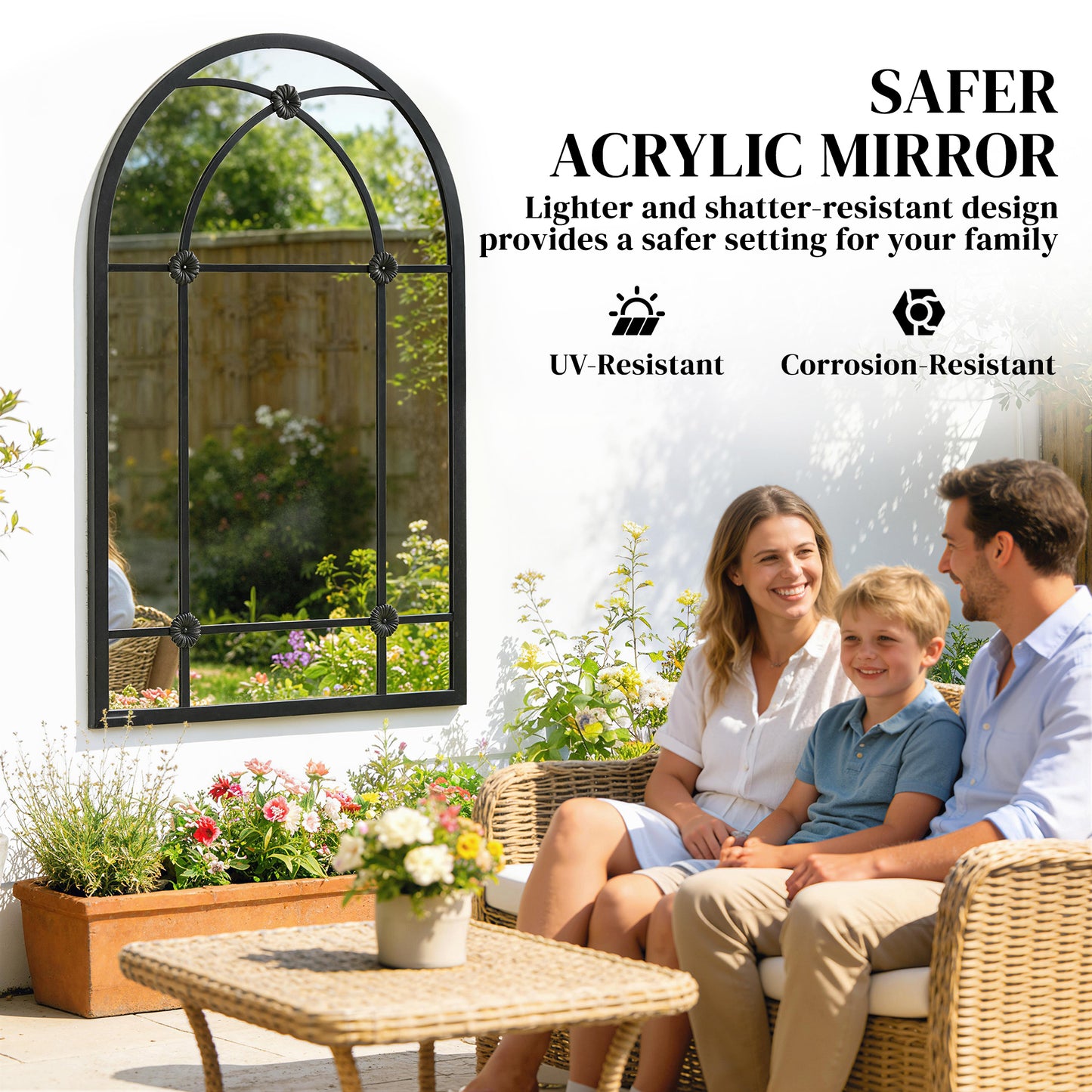 Arched Mirror, Decorative Wall Mirrors, Black