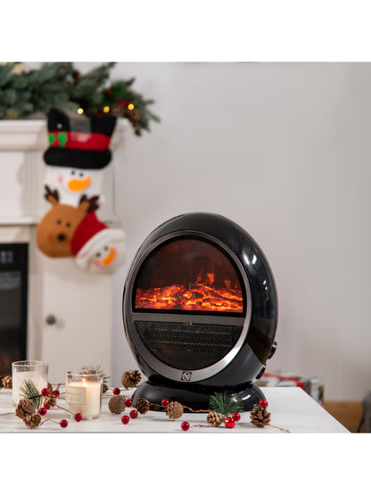 Table Top Electric Fireplace Heater W/ LED Flame Rotatable Head Black